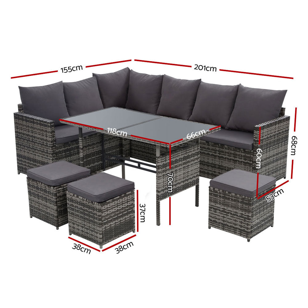 Gardeon 9 Piece Outdoor Sofa Dining Set