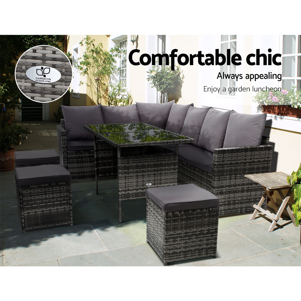 Gardeon 9 Piece Outdoor Sofa Dining Set