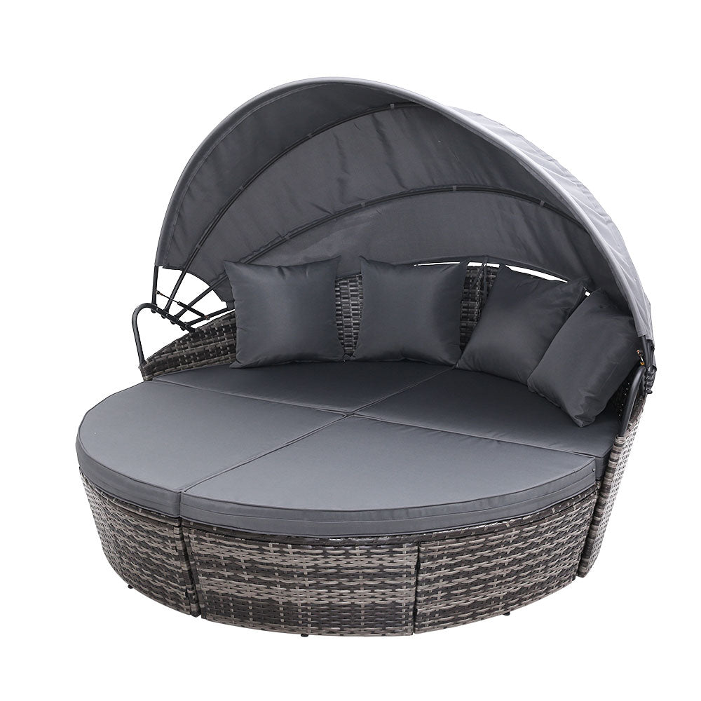 Gardeon Grey Wicker Sun Lounge