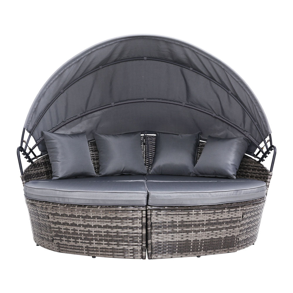 Gardeon Grey Wicker Sun Lounge