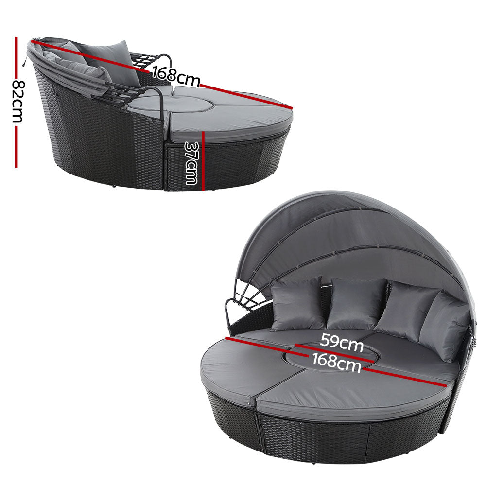 Gardeon Black Wicker Day Bed