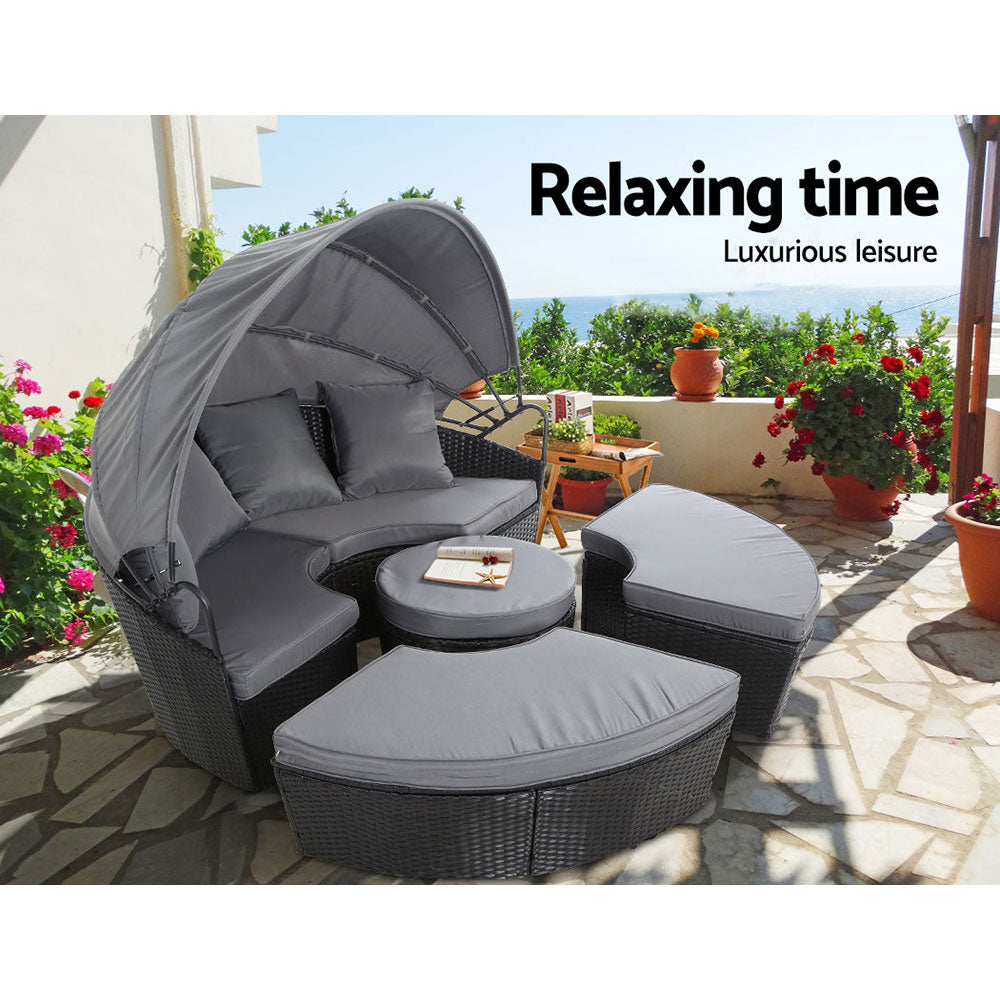 Gardeon Black Wicker Day Bed