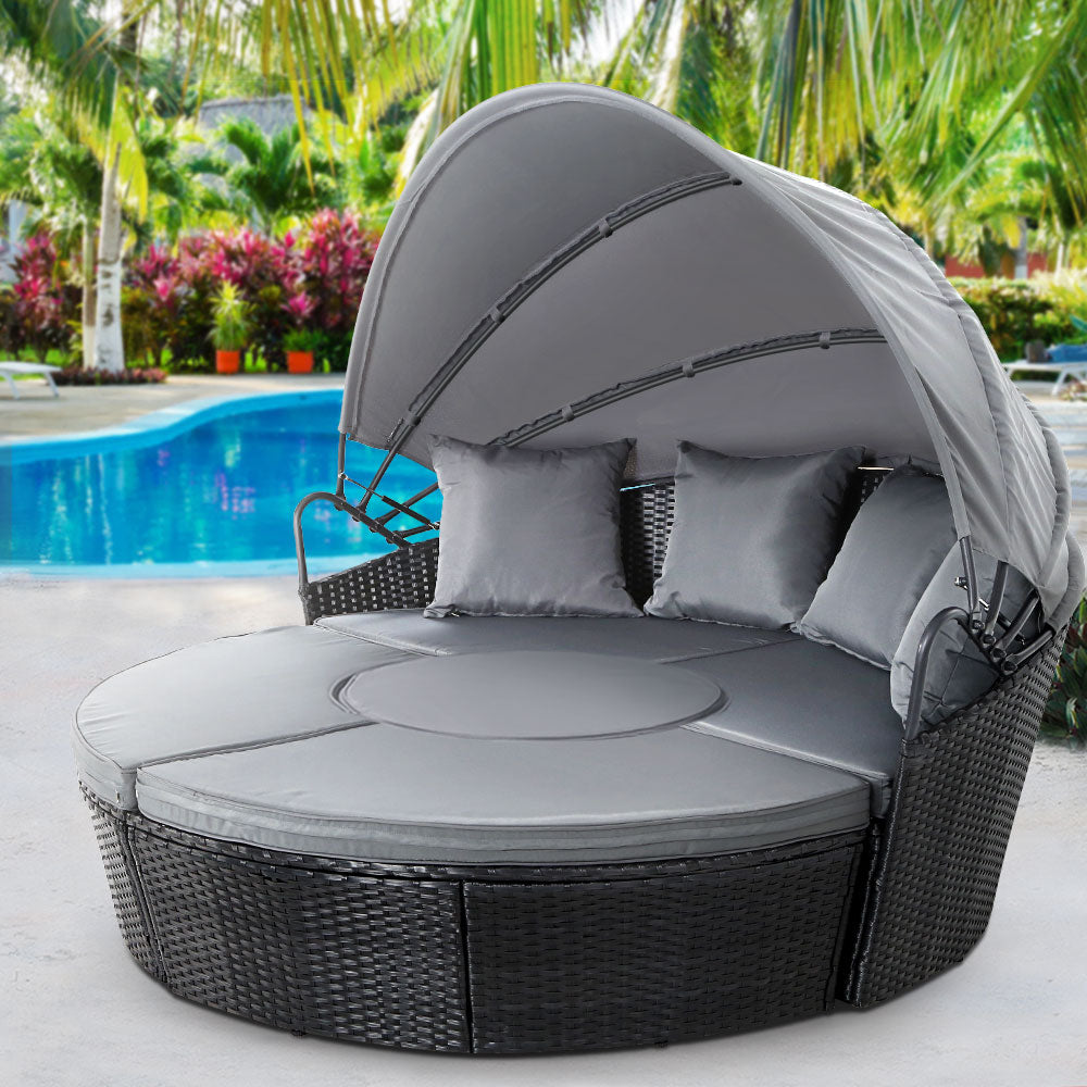 Gardeon Black Wicker Day Bed