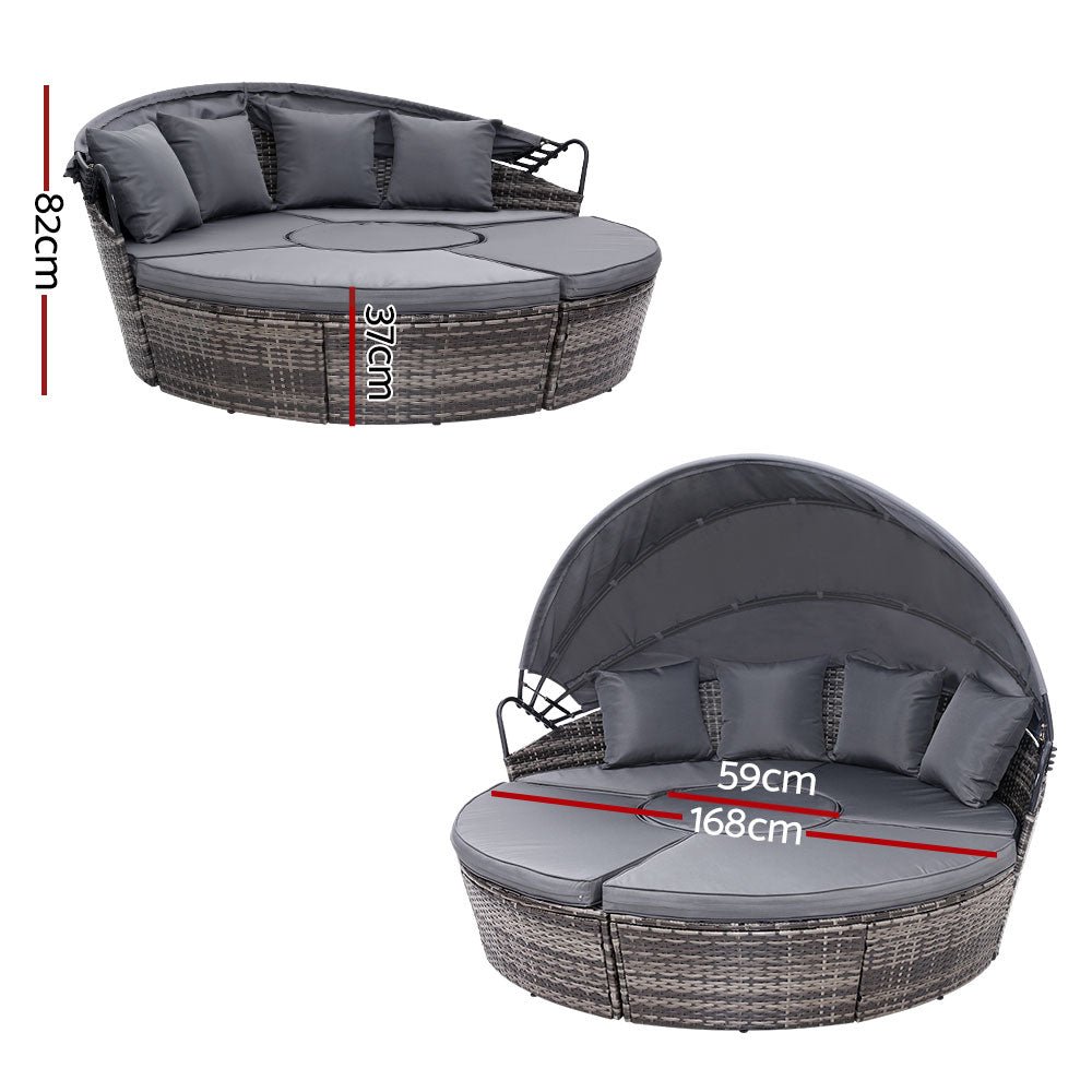 Gardeon Grey Wicker Day Bed