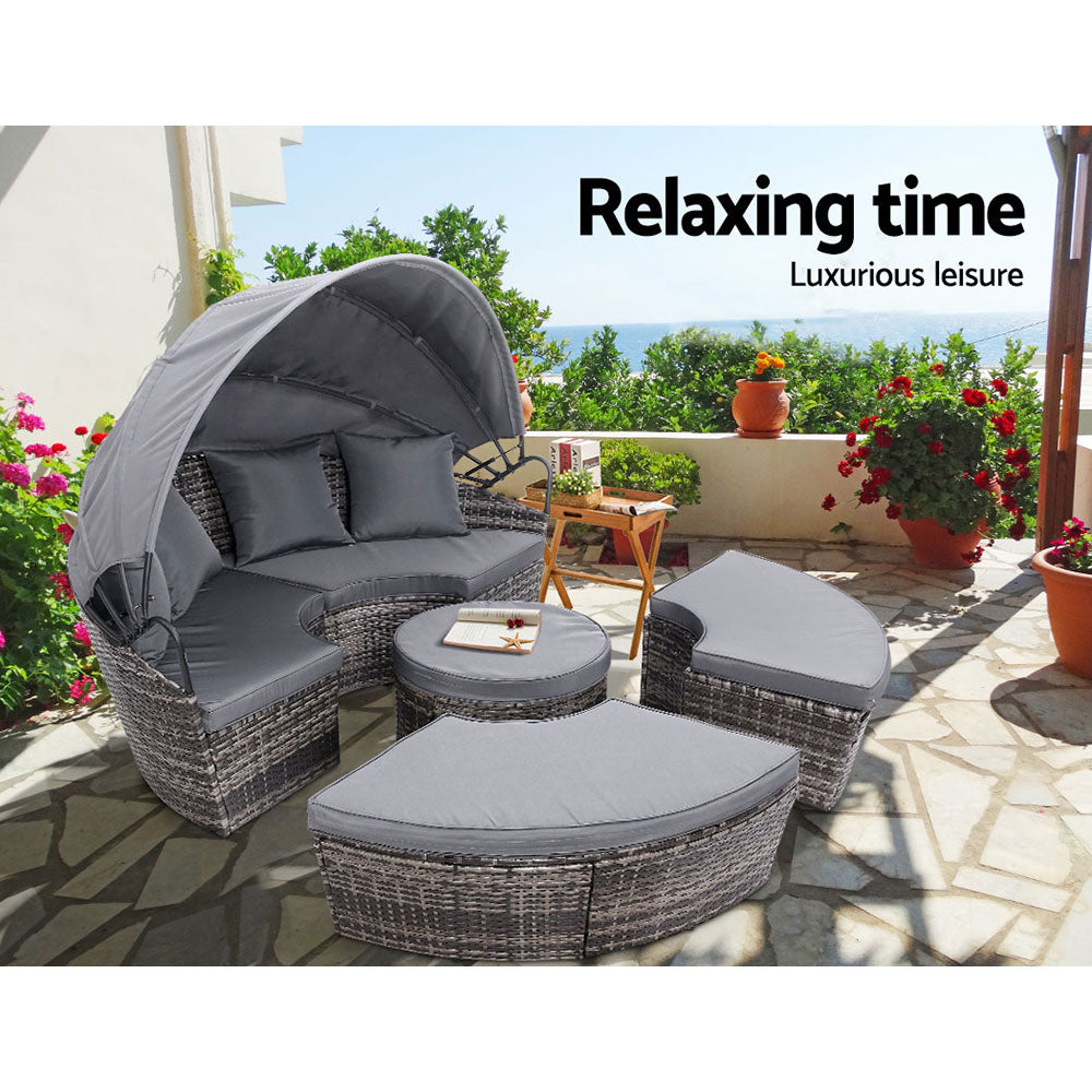 Gardeon Grey Wicker Day Bed
