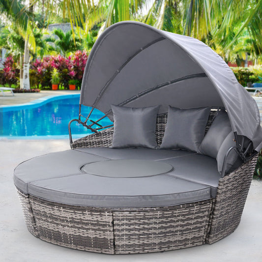 Gardeon Grey Wicker Day Bed