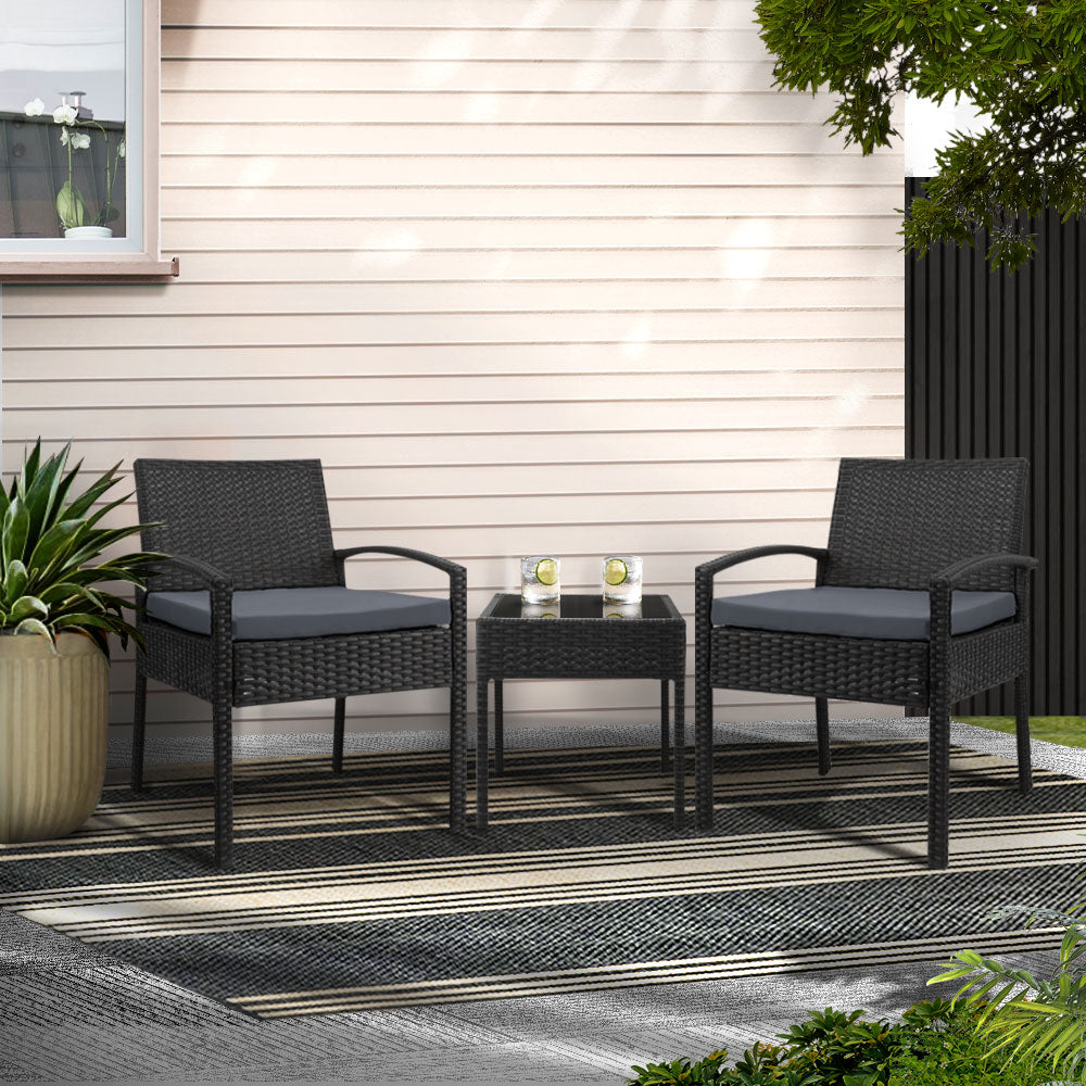 Gardeon Black 3 Piece Bistro Set