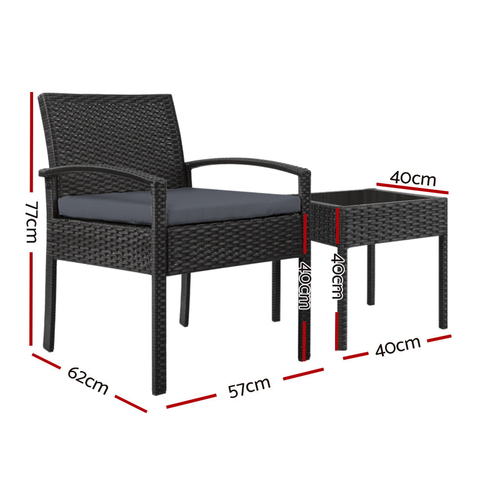 Gardeon Black 3 Piece Bistro Set