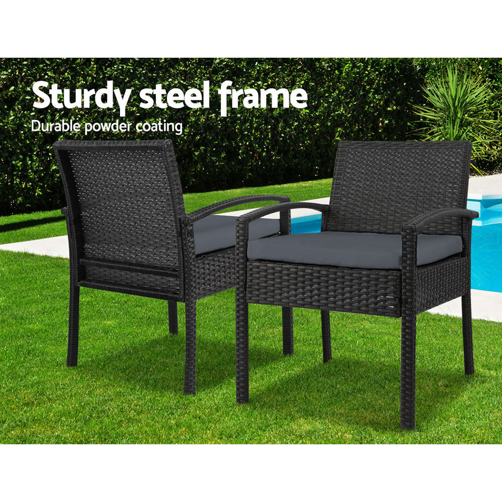 Gardeon Black 3 Piece Bistro Set