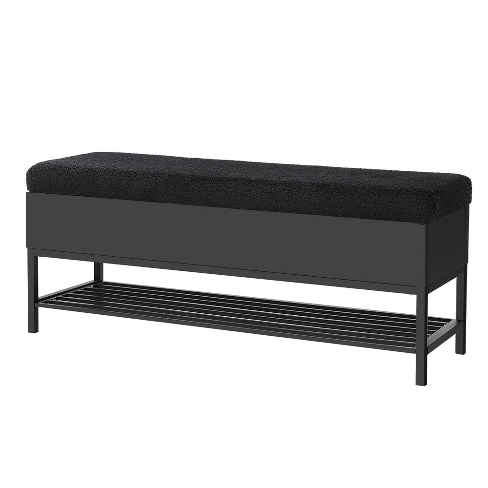 Black Boucle 110cm Ottoman with Storage