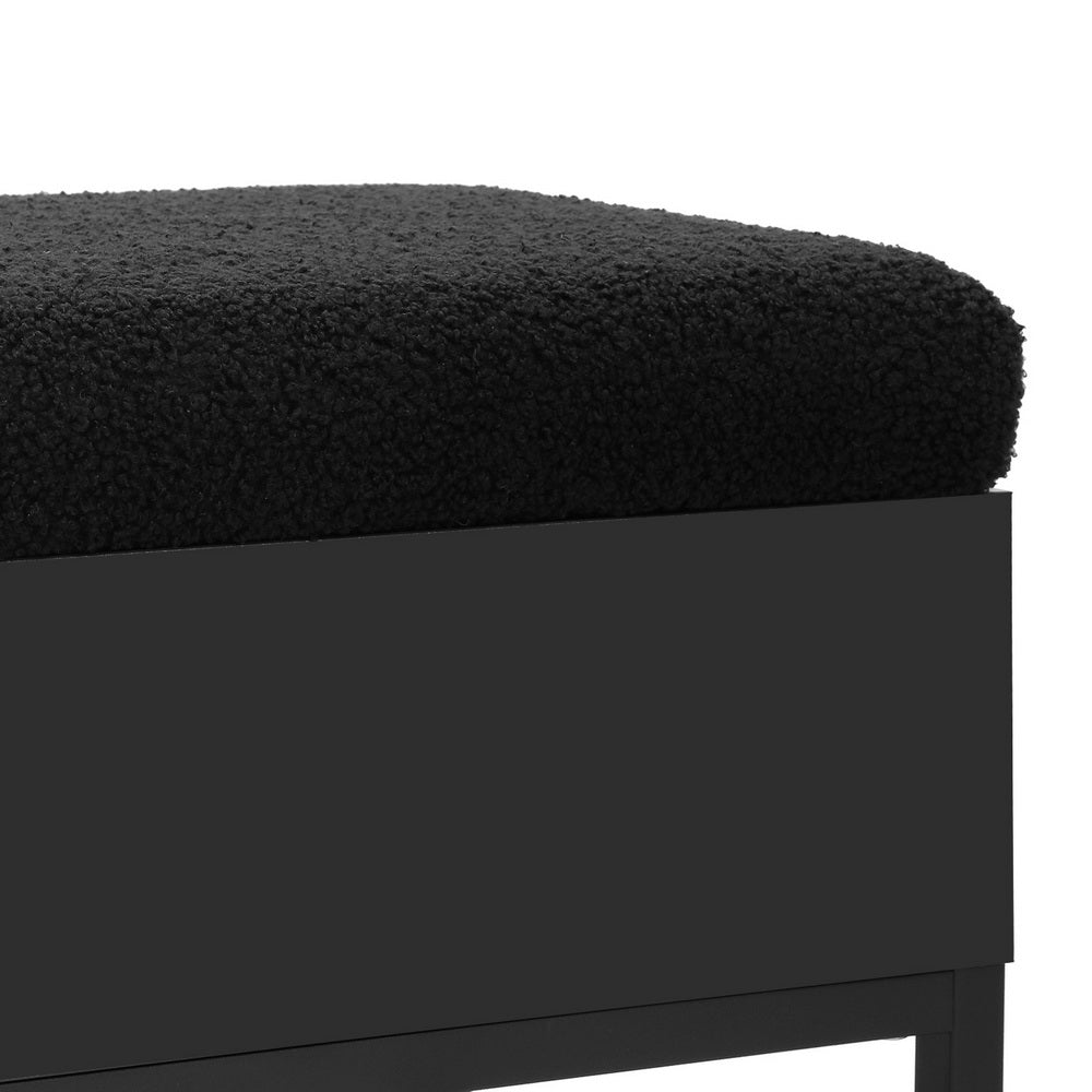 Black Boucle 110cm Ottoman with Storage