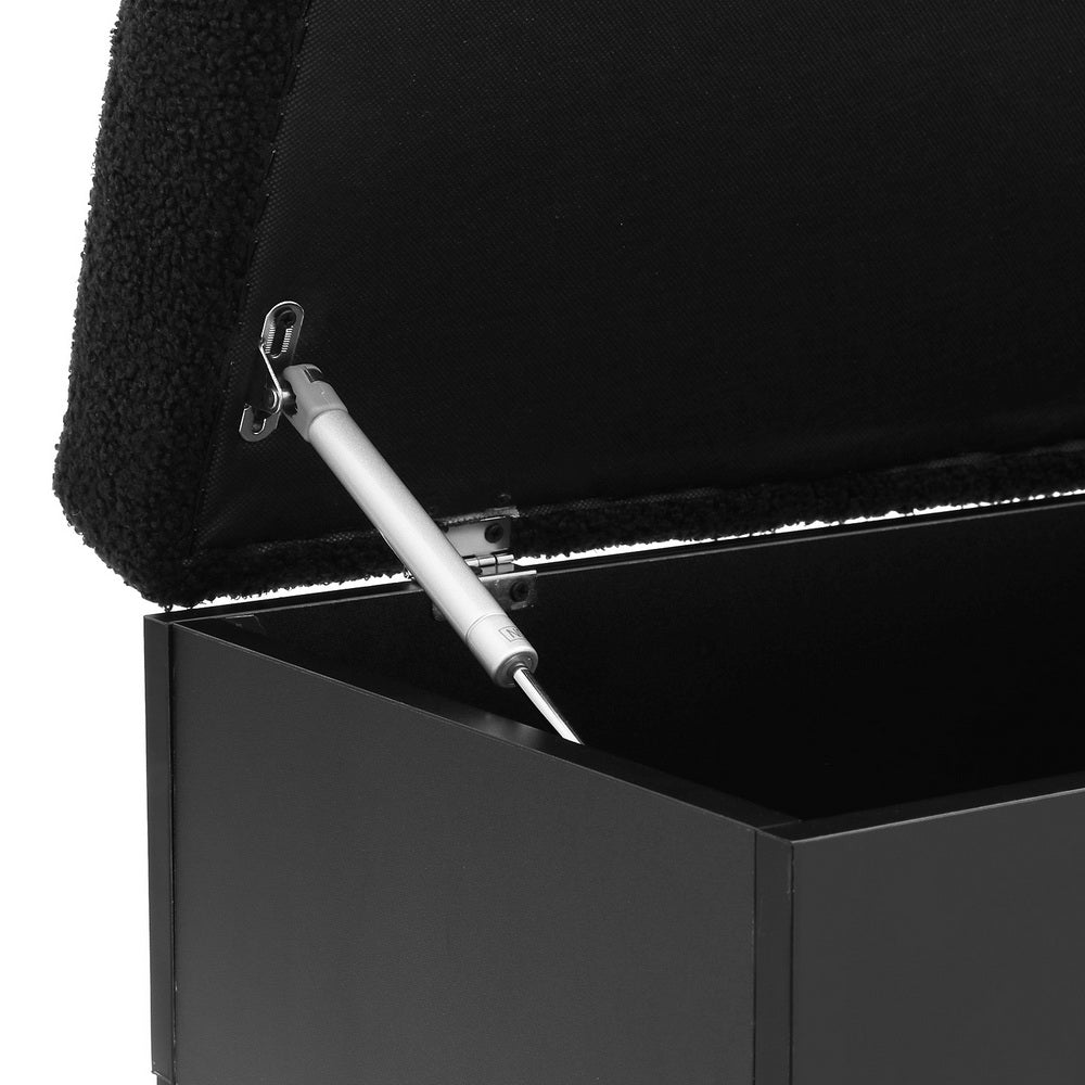 Black Boucle 110cm Ottoman with Storage