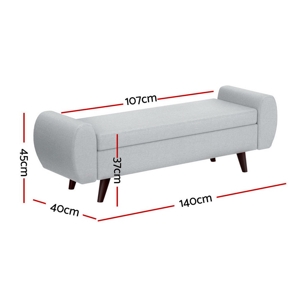 Grey 140cm Ottoman with Storage