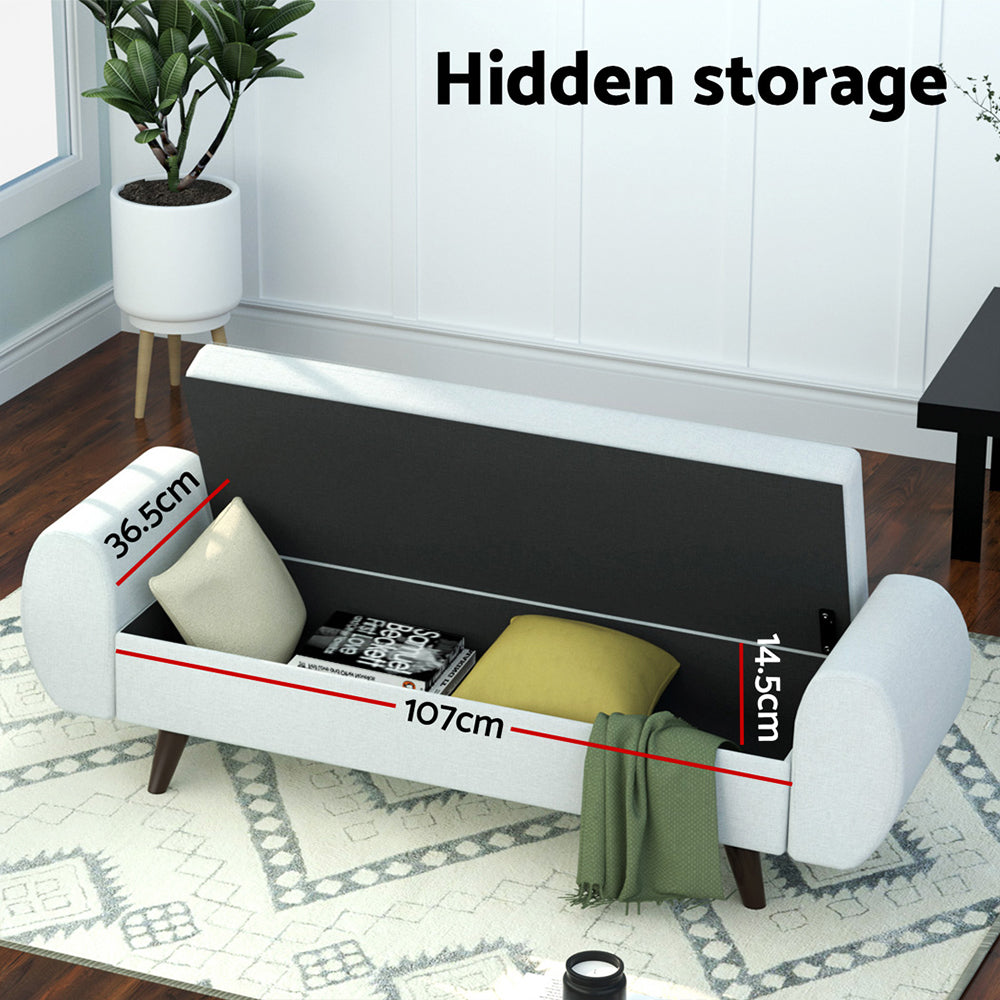 Grey 140cm Ottoman with Storage