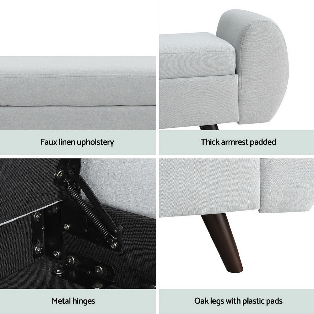 Grey 140cm Ottoman with Storage