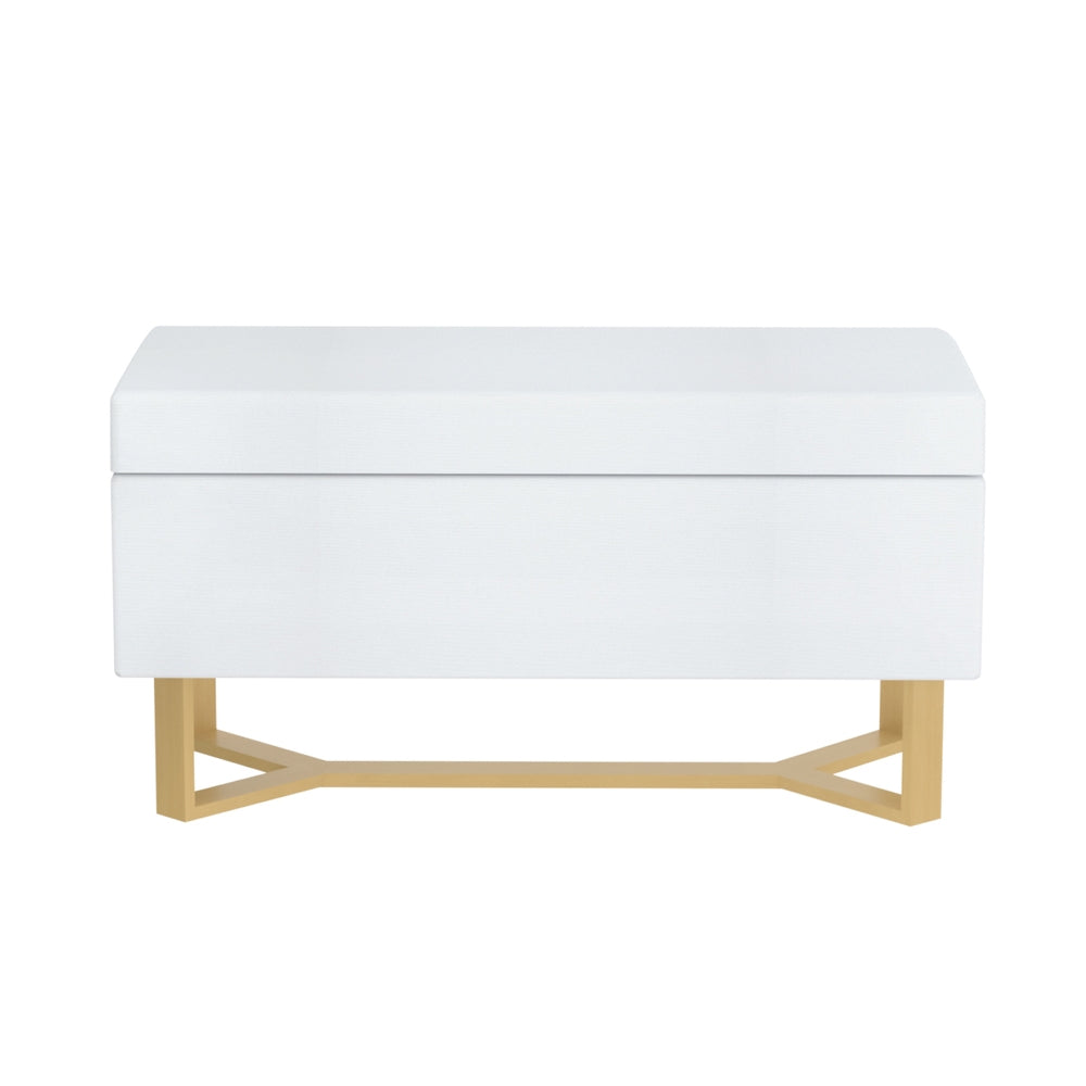 Linen White 96cm Ottoman with Storage