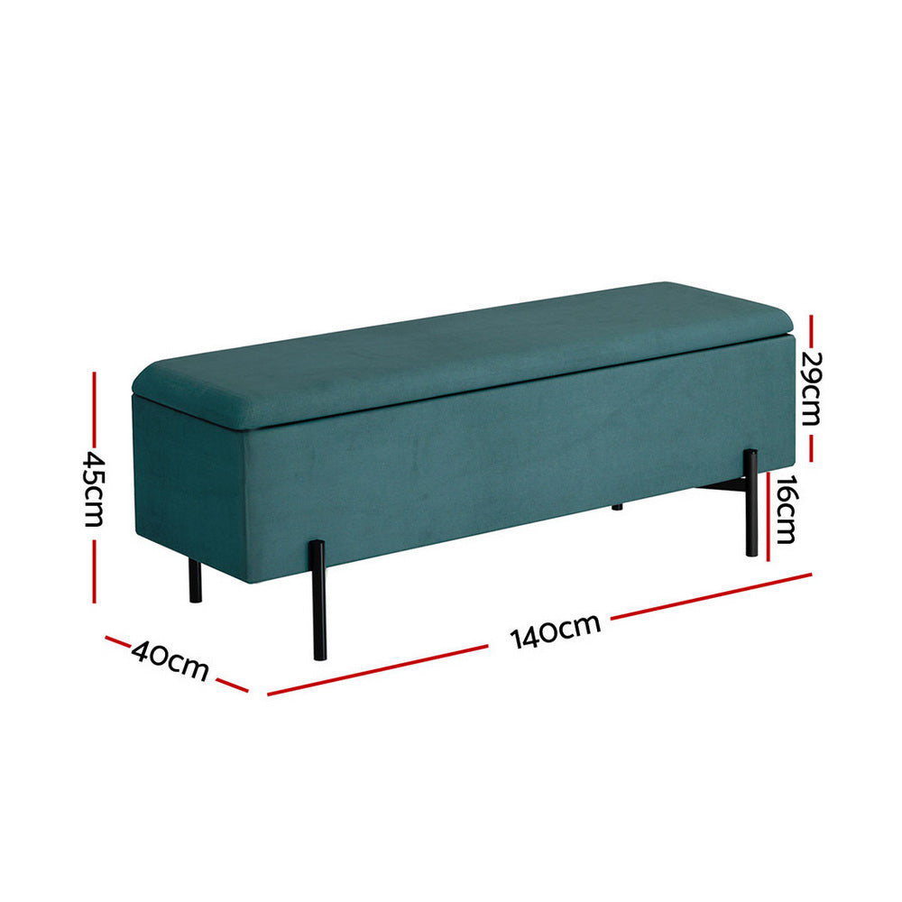 Velvet Green 140cm Ottoman with Storage