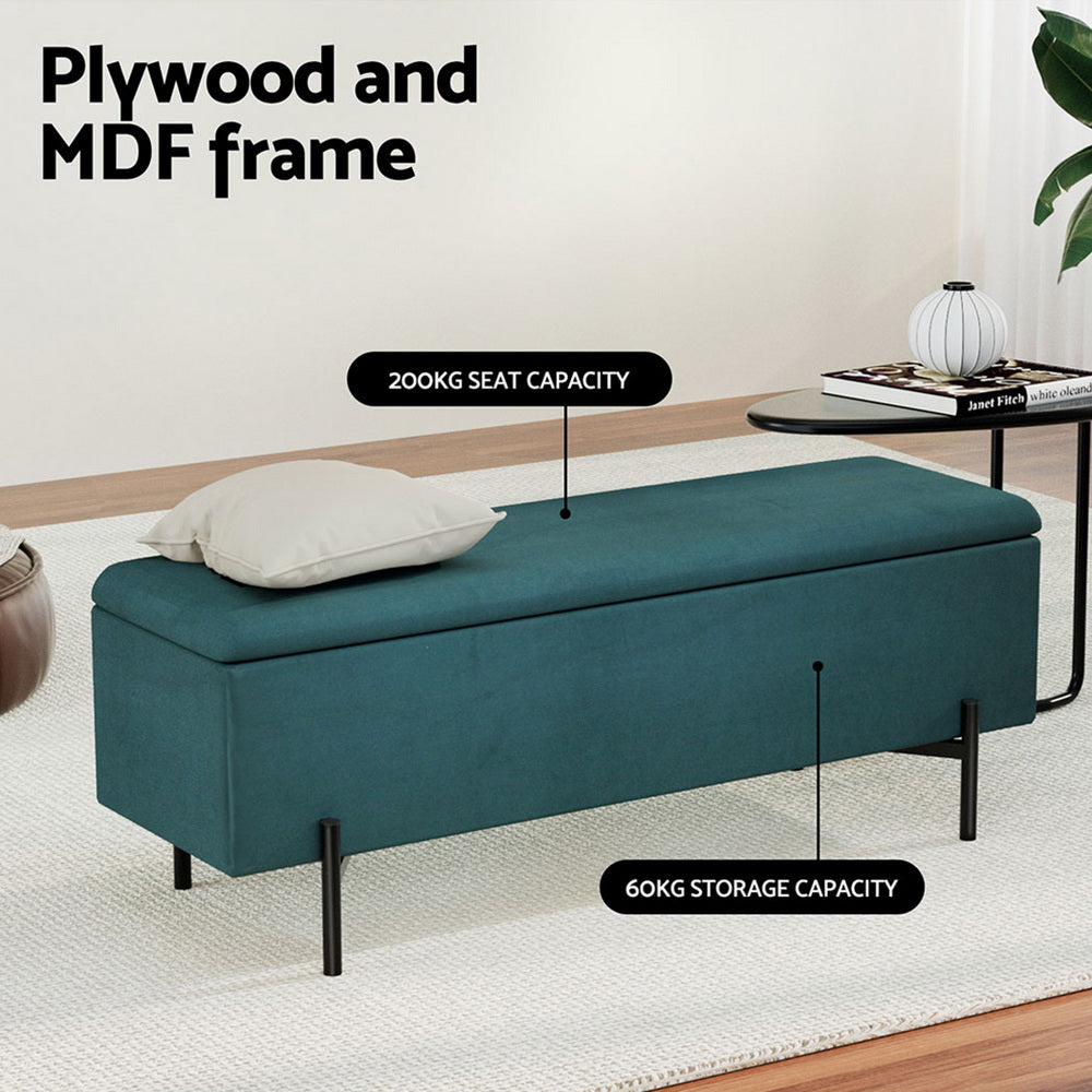 Velvet Green 140cm Ottoman with Storage