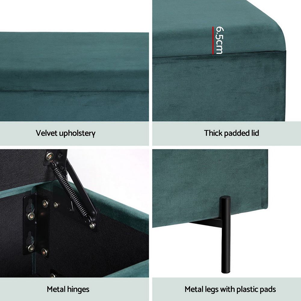 Velvet Green 140cm Ottoman with Storage