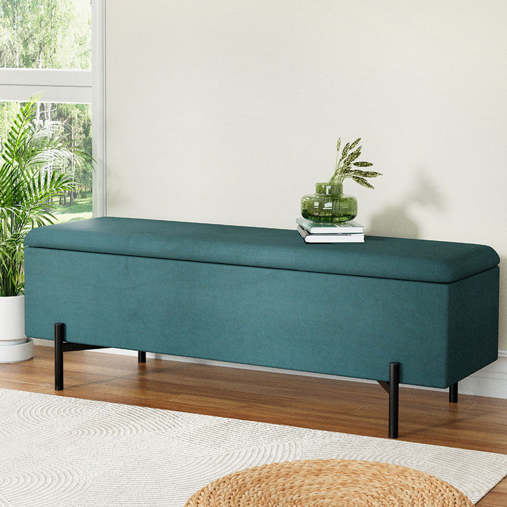 Velvet Green 140cm Ottoman with Storage