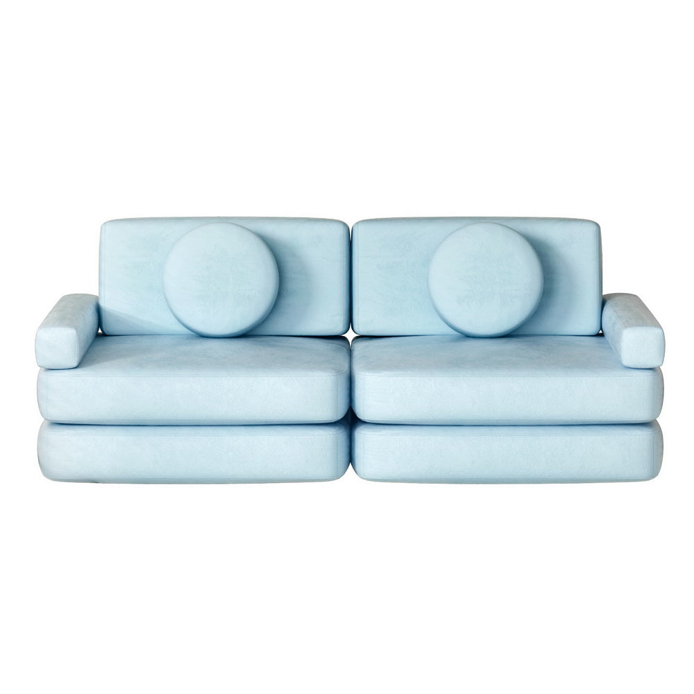 Artiss Velvet Blue 2 Seater Child Play DIY Modular Lounge