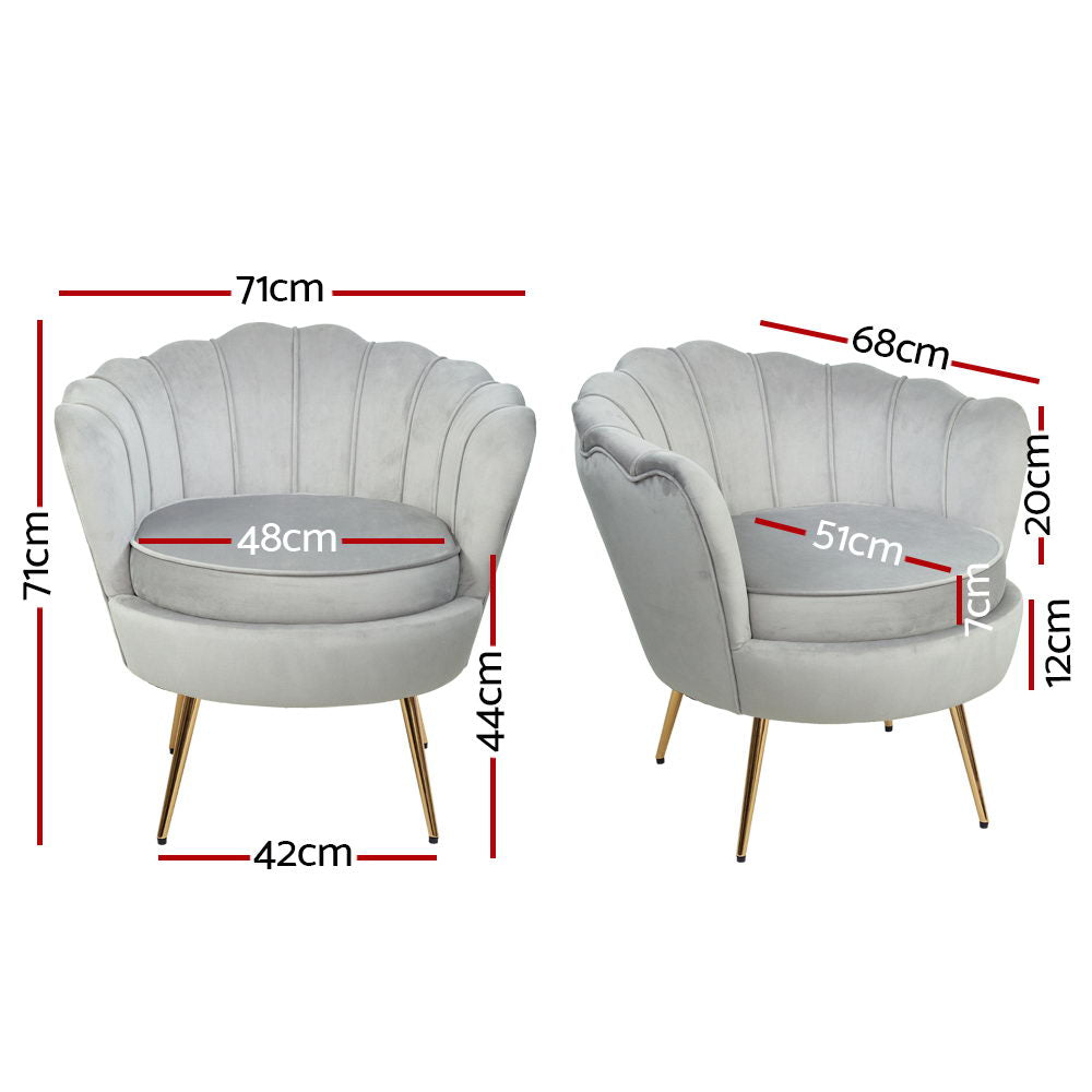 Callista Velvet Grey Armchair