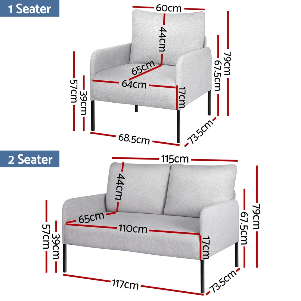 Kane Grey 4 Seater Sofa Set