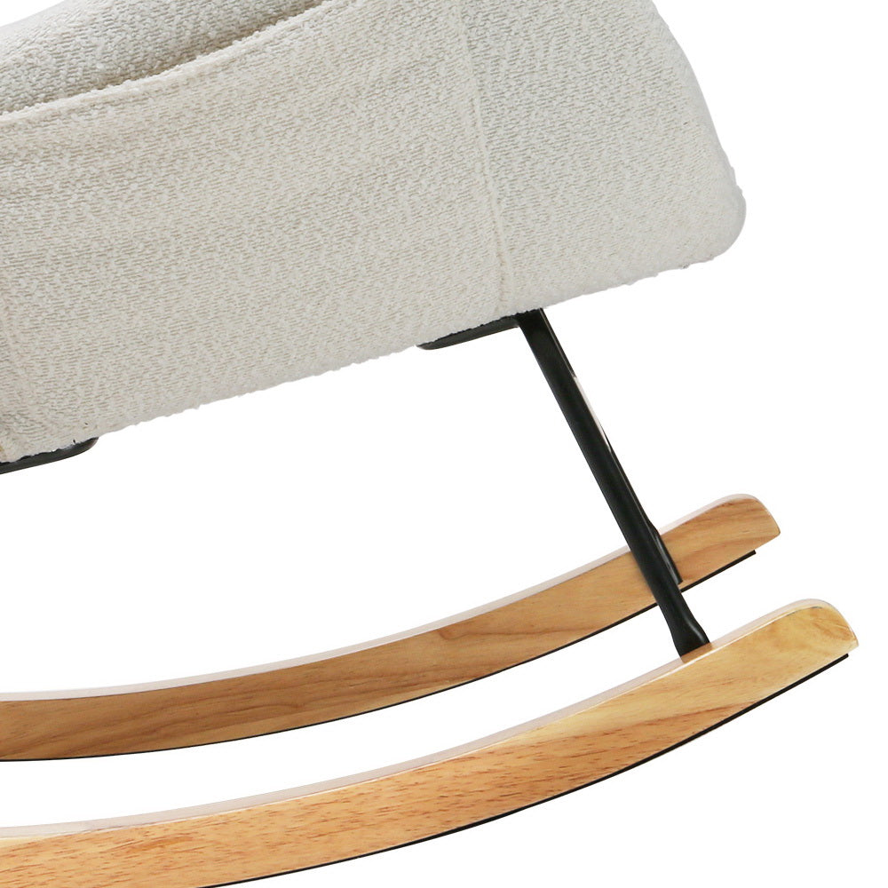Ada White Boucle Rocking Chair with Pillow