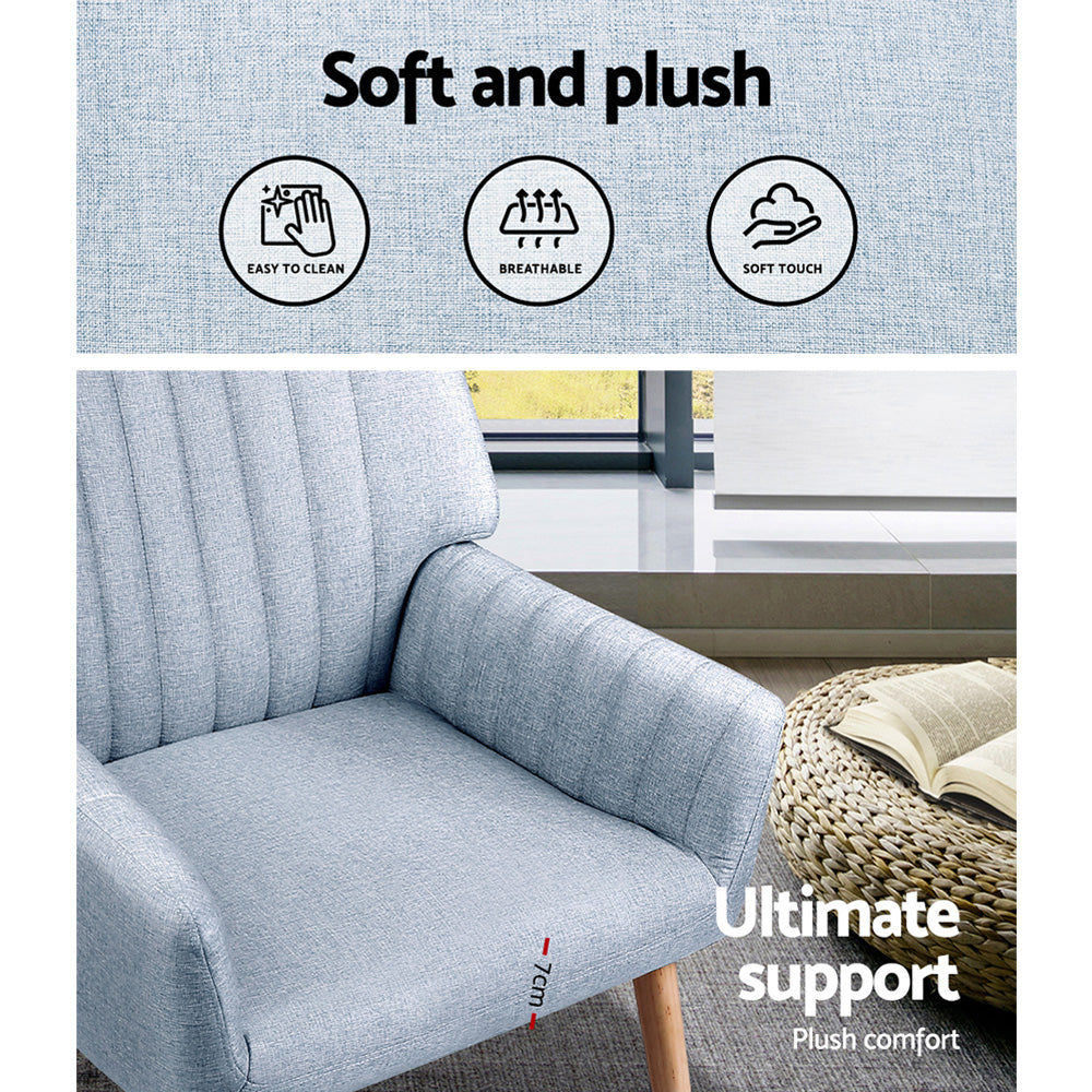 Sebastini Blue Grey Armchair