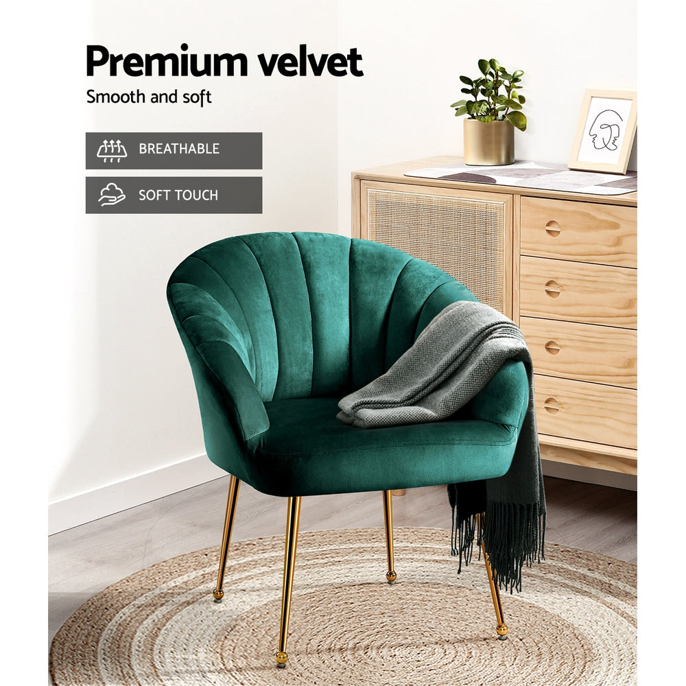 Eloise Velvet Green Armchair