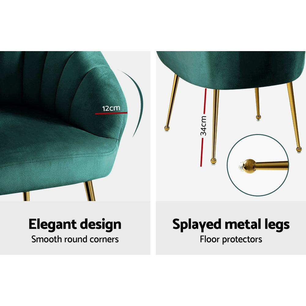Eloise Velvet Green Armchair