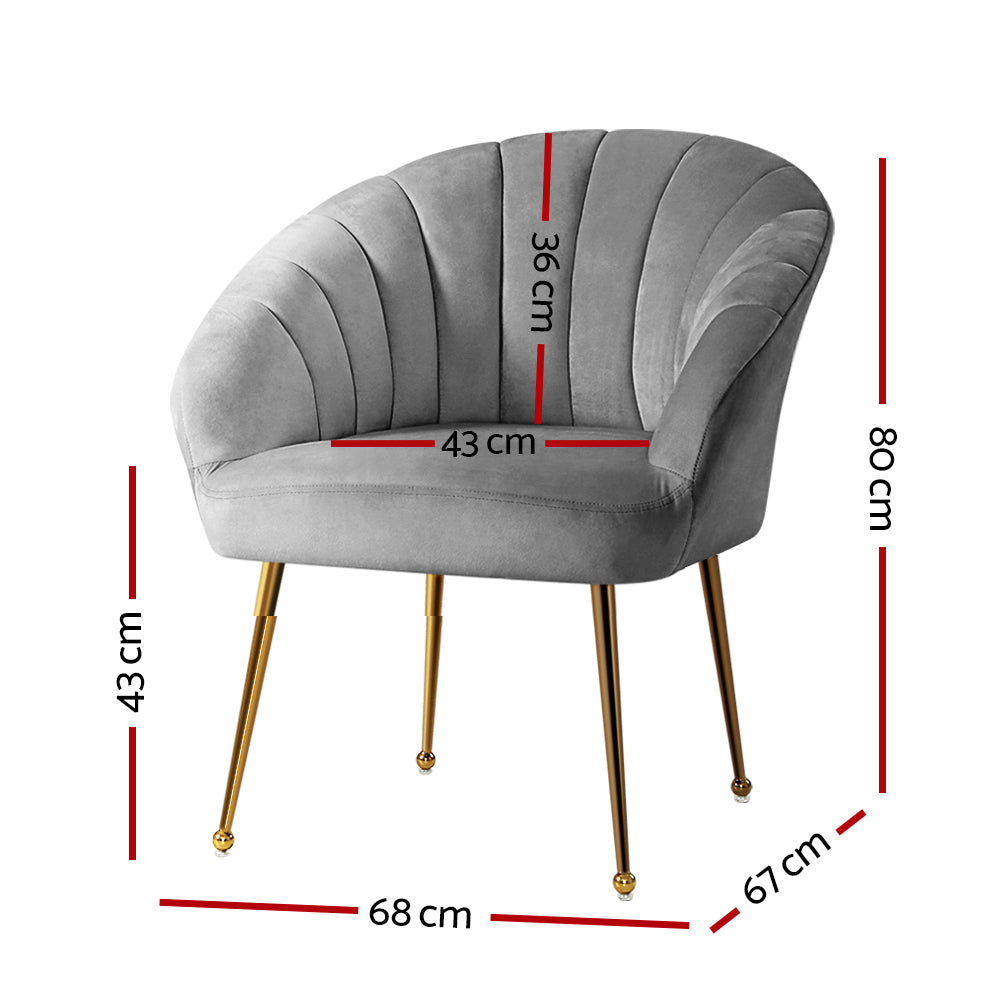 Eloise Velvet Grey Armchair