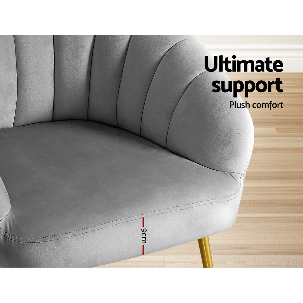 Eloise Velvet Grey Armchair