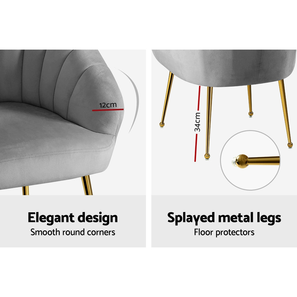 Eloise Velvet Grey Armchair