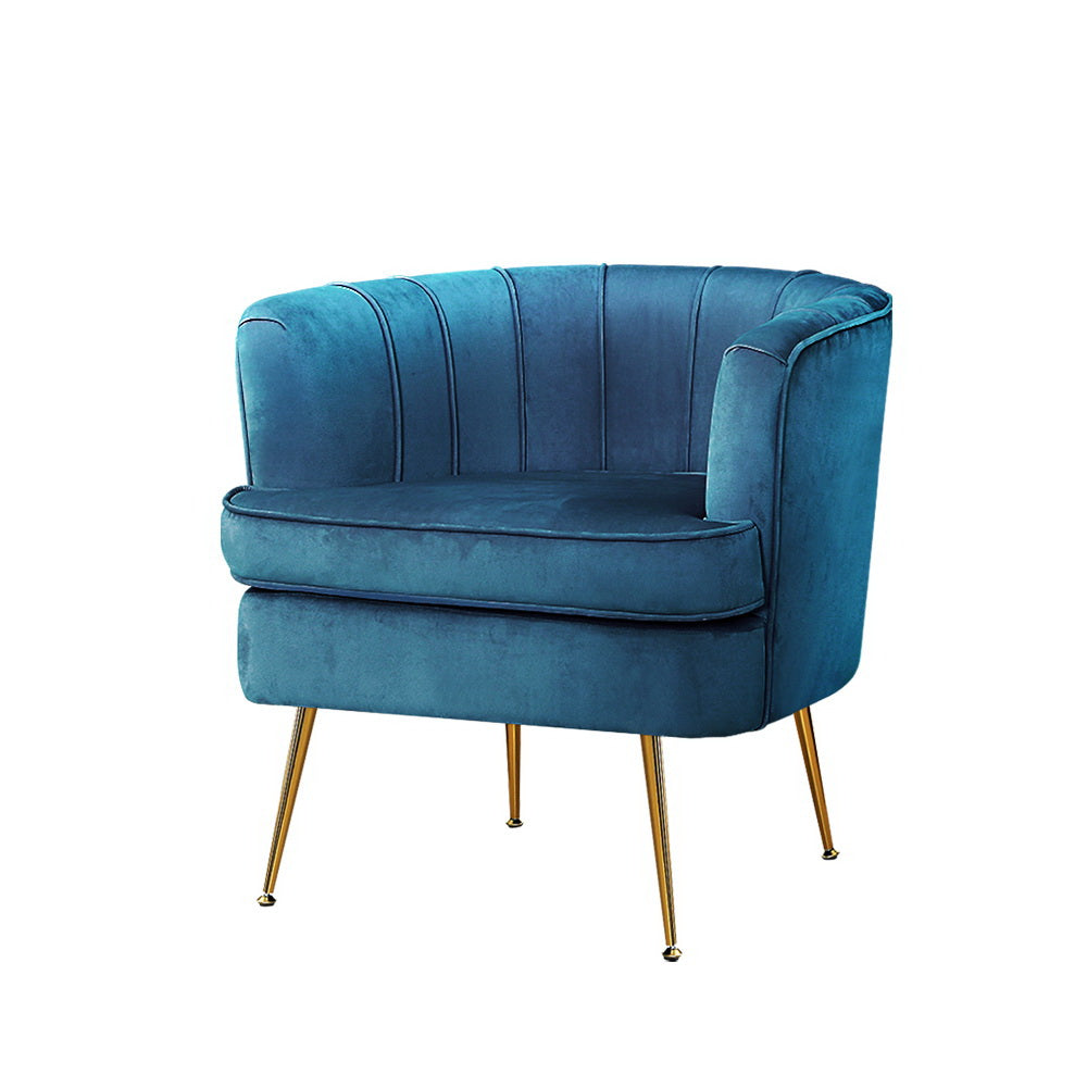 Norvia Blue Velvet Armchair
