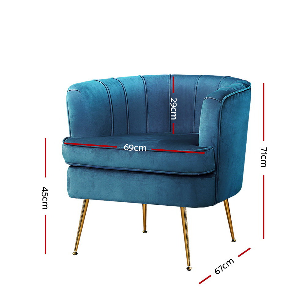 Norvia Blue Velvet Armchair