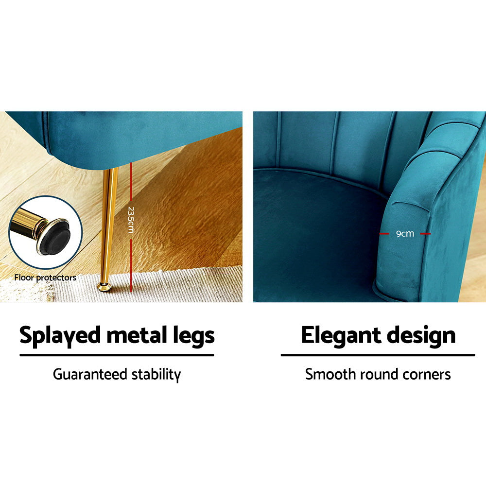 Norvia Blue Velvet Armchair
