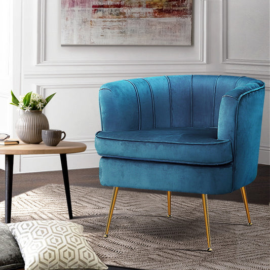 Norvia Blue Velvet Armchair