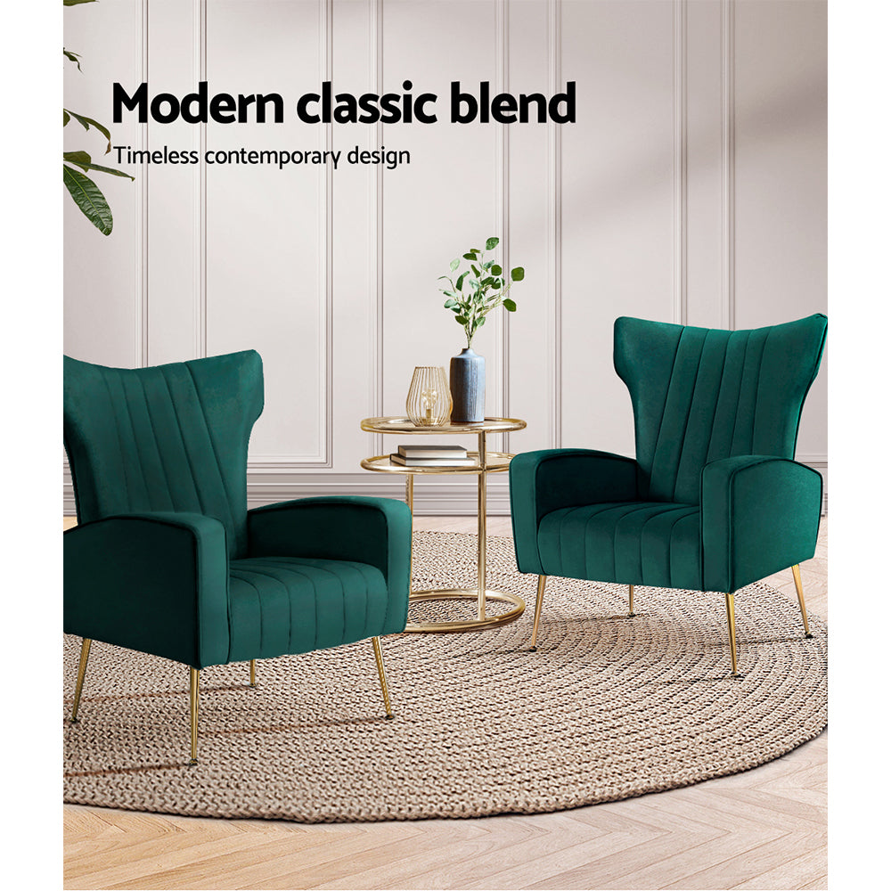 Kate Green Velvet Armchair