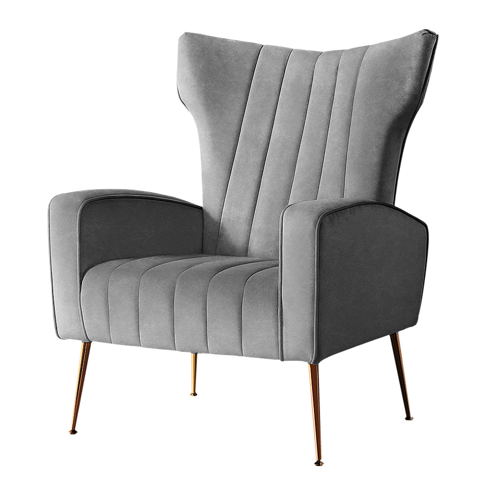 Kate Grey Velvet Armchair