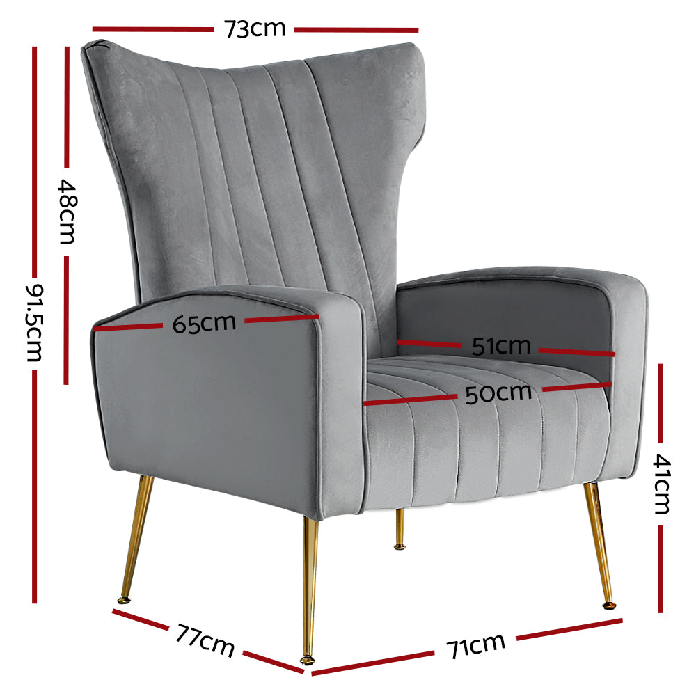 Kate Grey Velvet Armchair