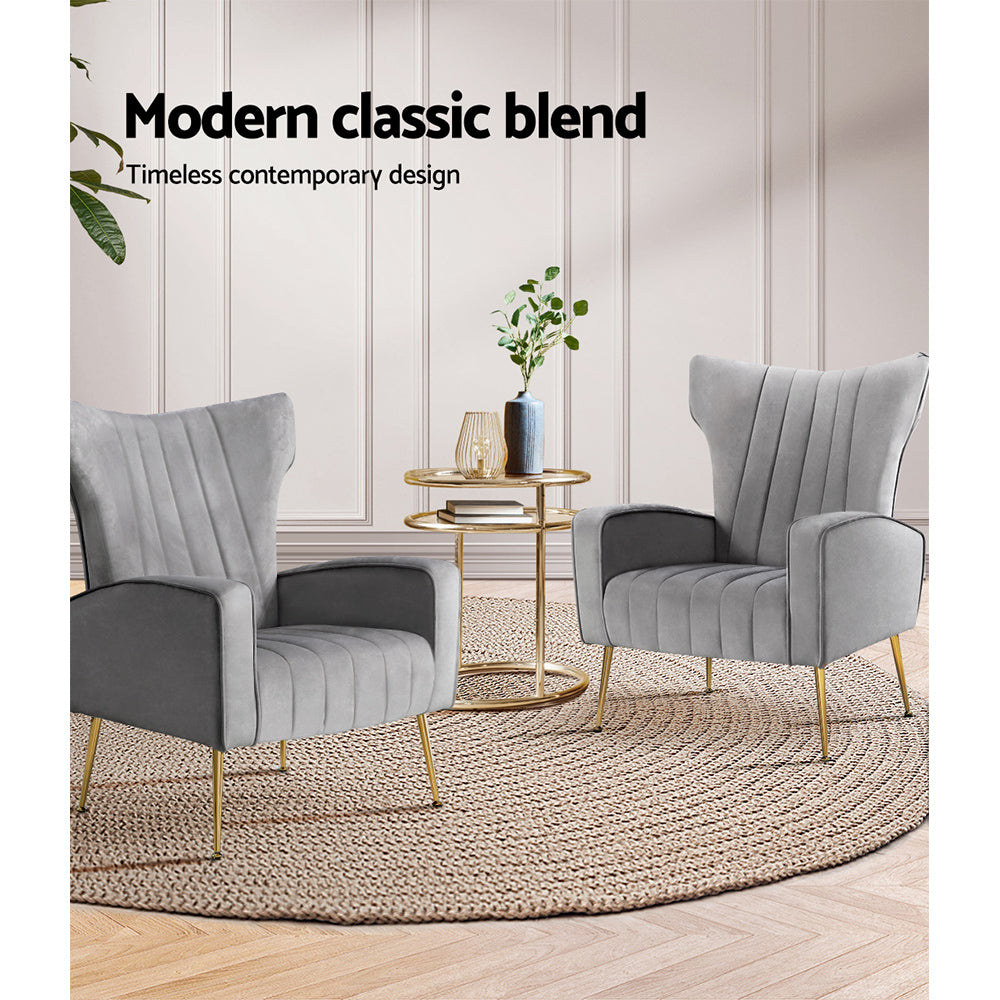 Kate Grey Velvet Armchair