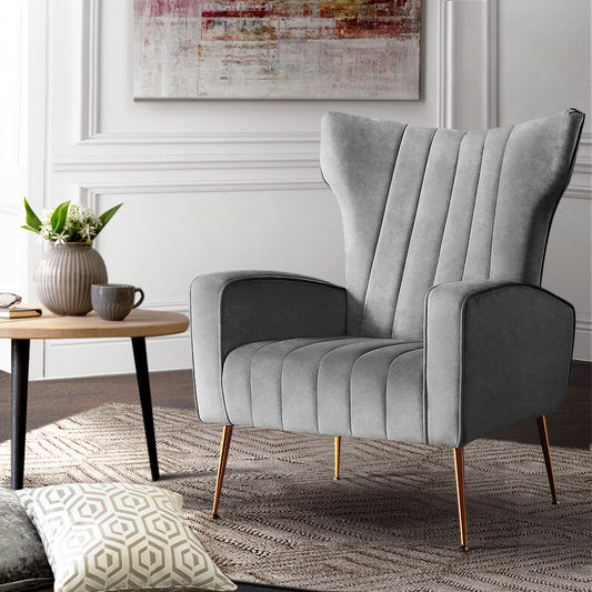 Kate Grey Velvet Armchair