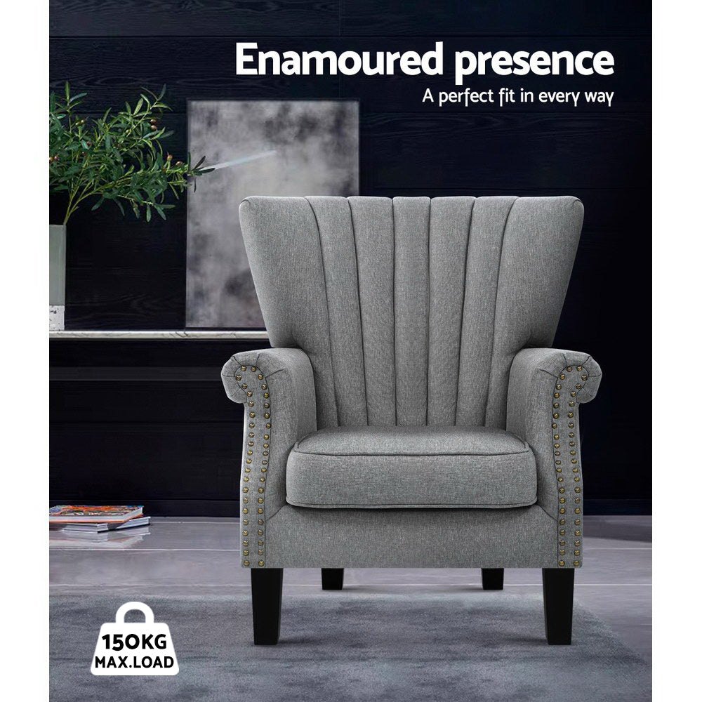 Andrew Grey Wingback Armchair