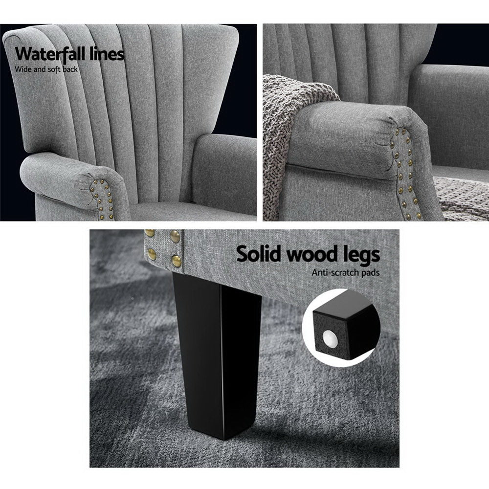 Andrew Grey Wingback Armchair