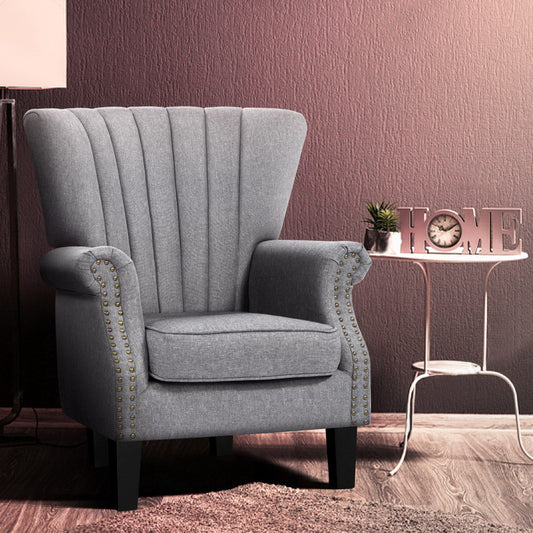 Andrew Grey Wingback Armchair