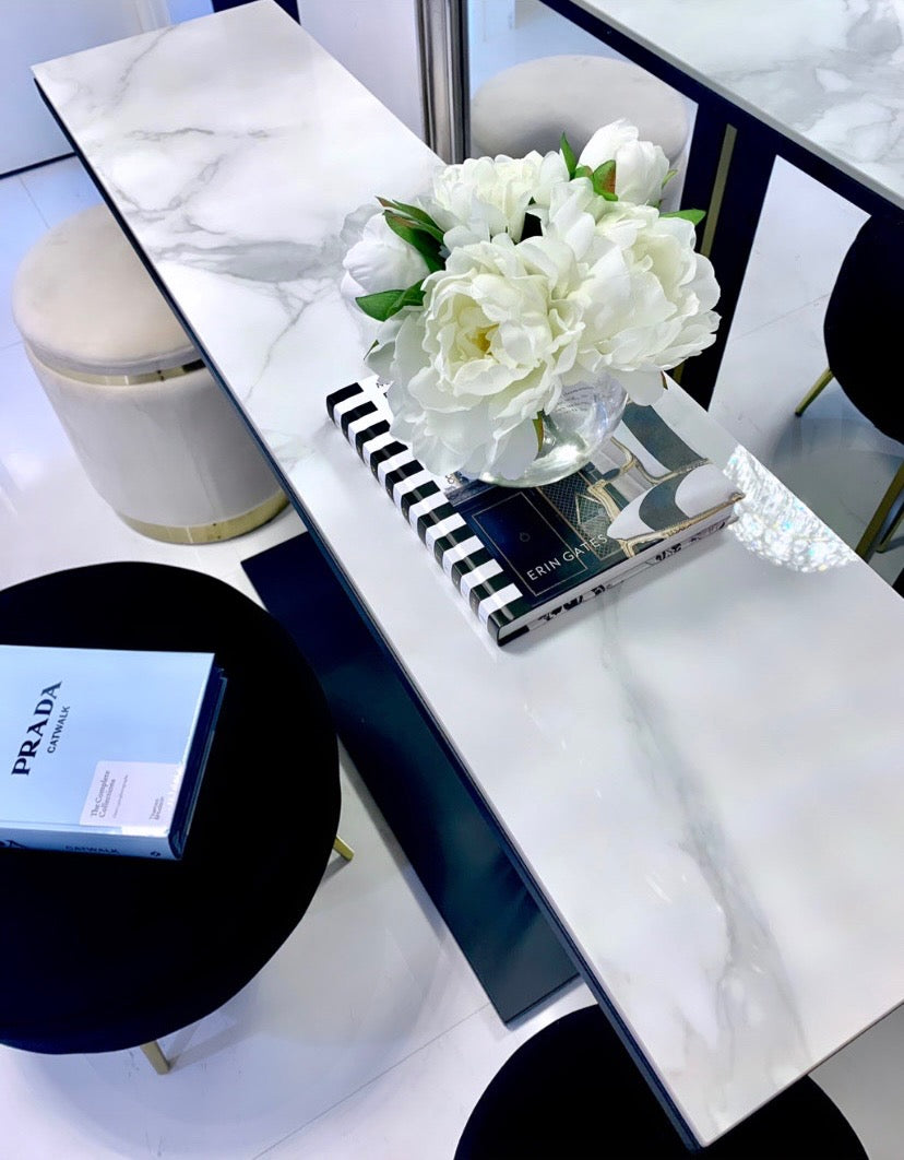 Pandora Stone Marble and Black Console