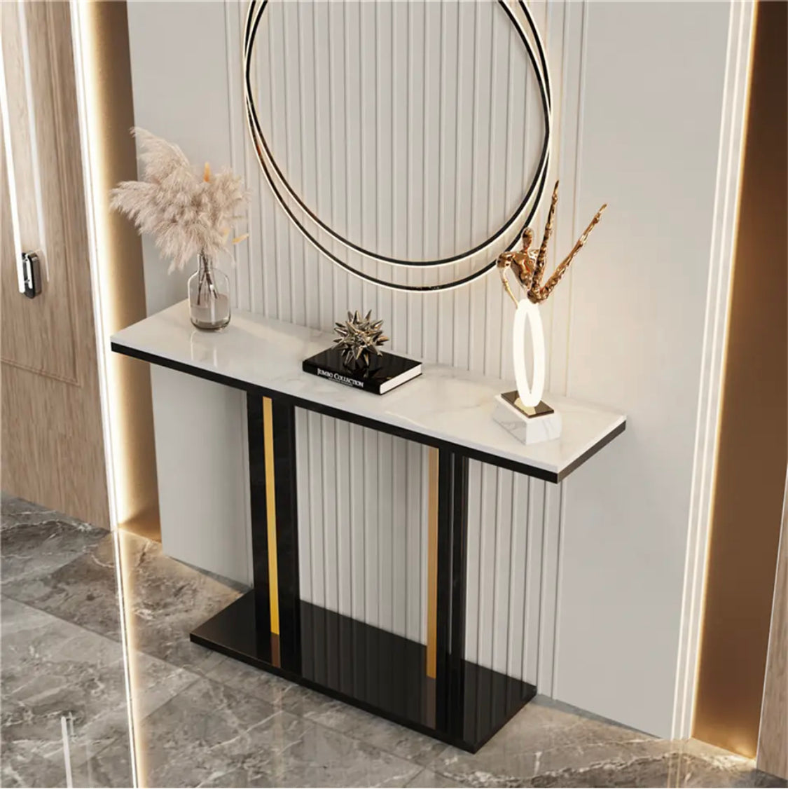 Pandora Stone Marble and Black Console