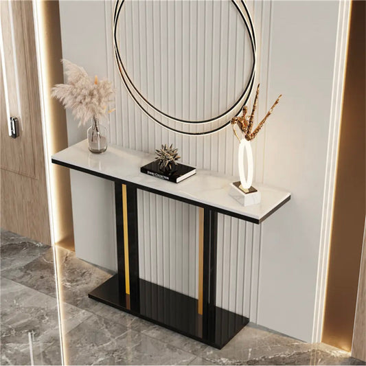 Pandora Stone Marble and Black Console
