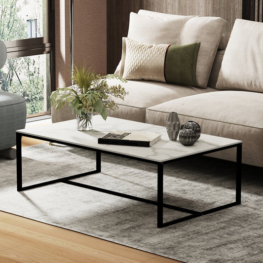 Monaco White Marble Rectangle Coffee Table